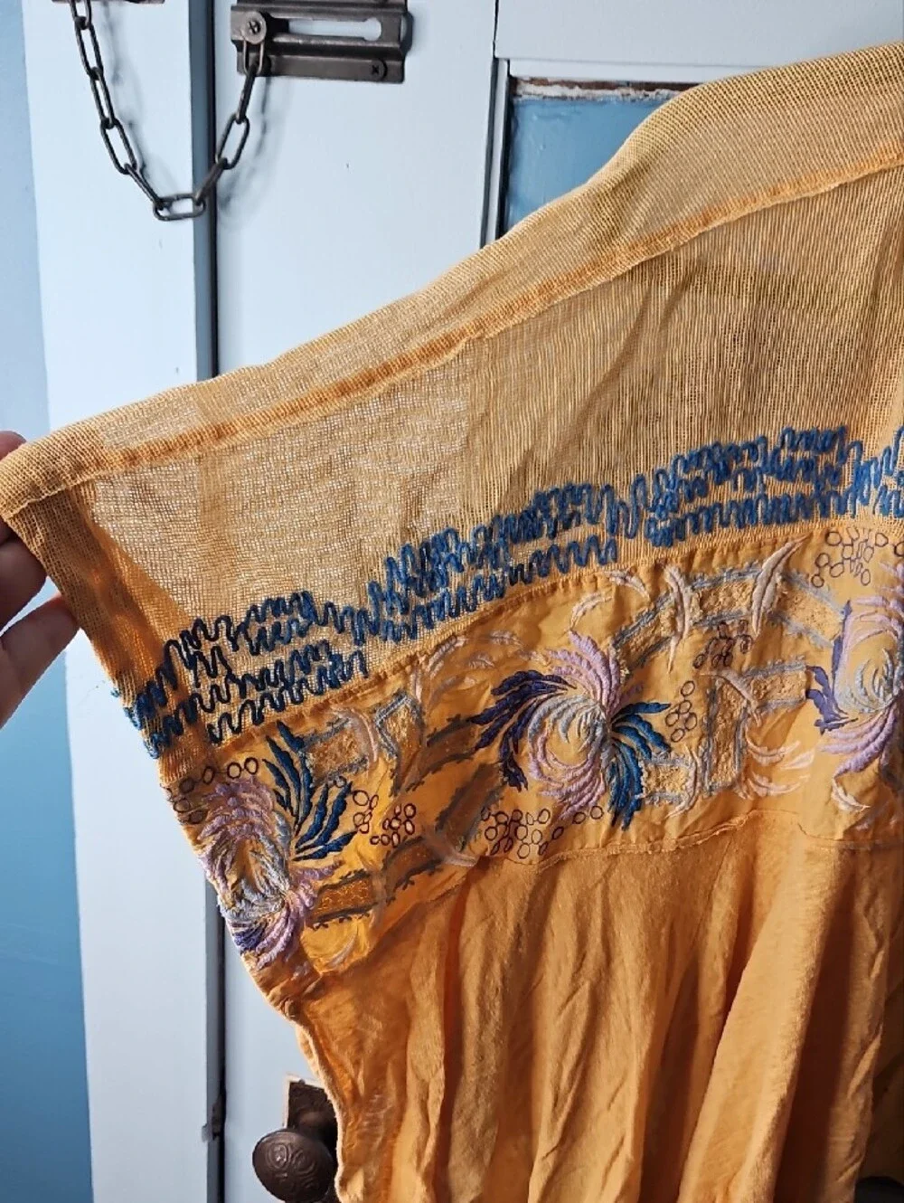 Free People Yellow Embroidered Women's Top - Boho Floral Accent Small